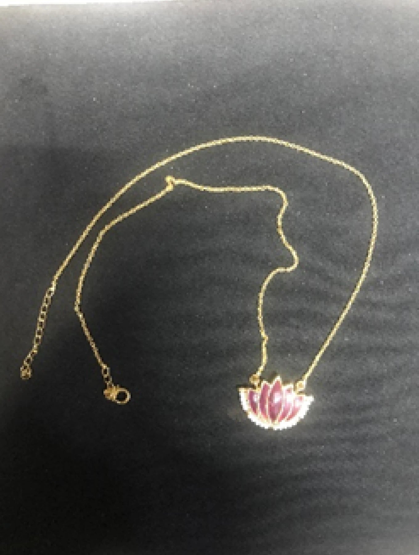 Karishma Lotus Red Stone Silver Pendant with Chain
