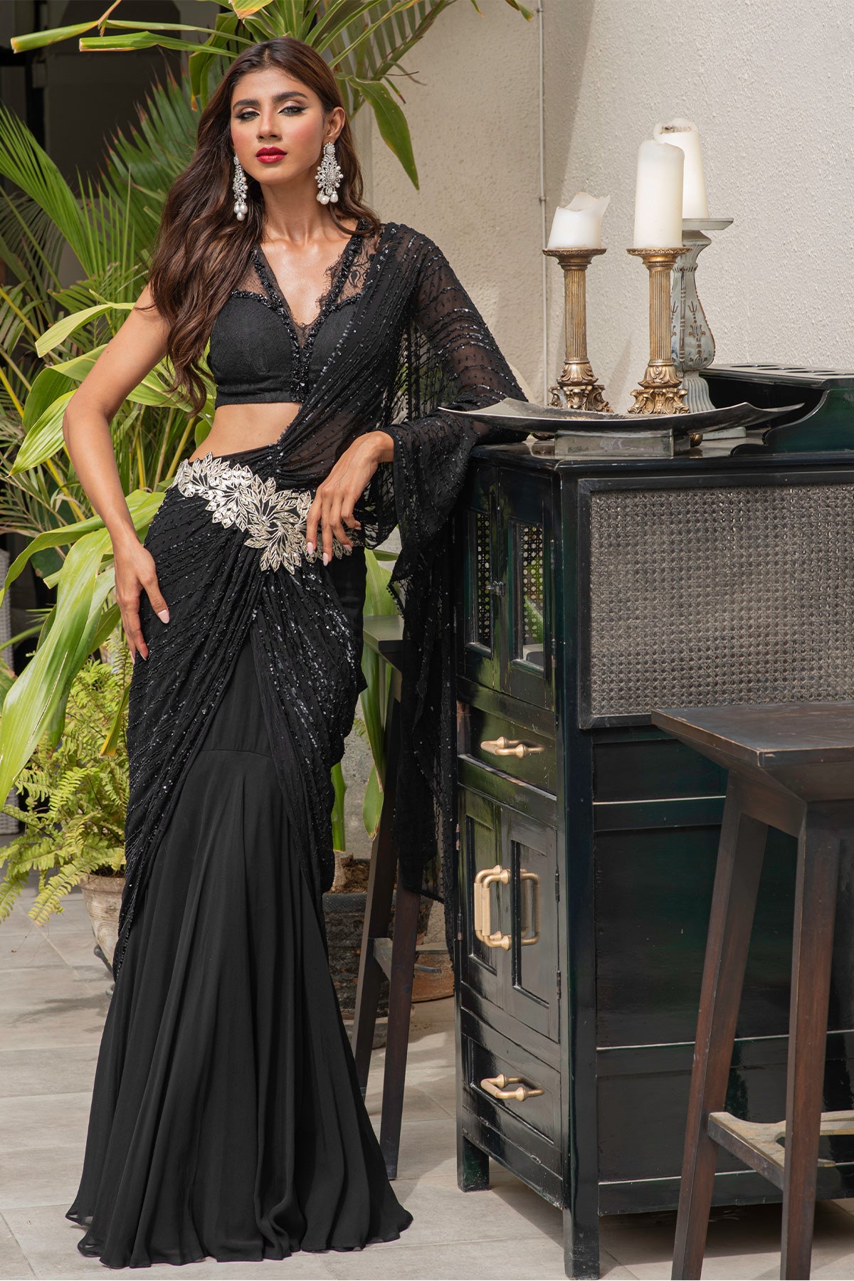 Black Chiffon Saree