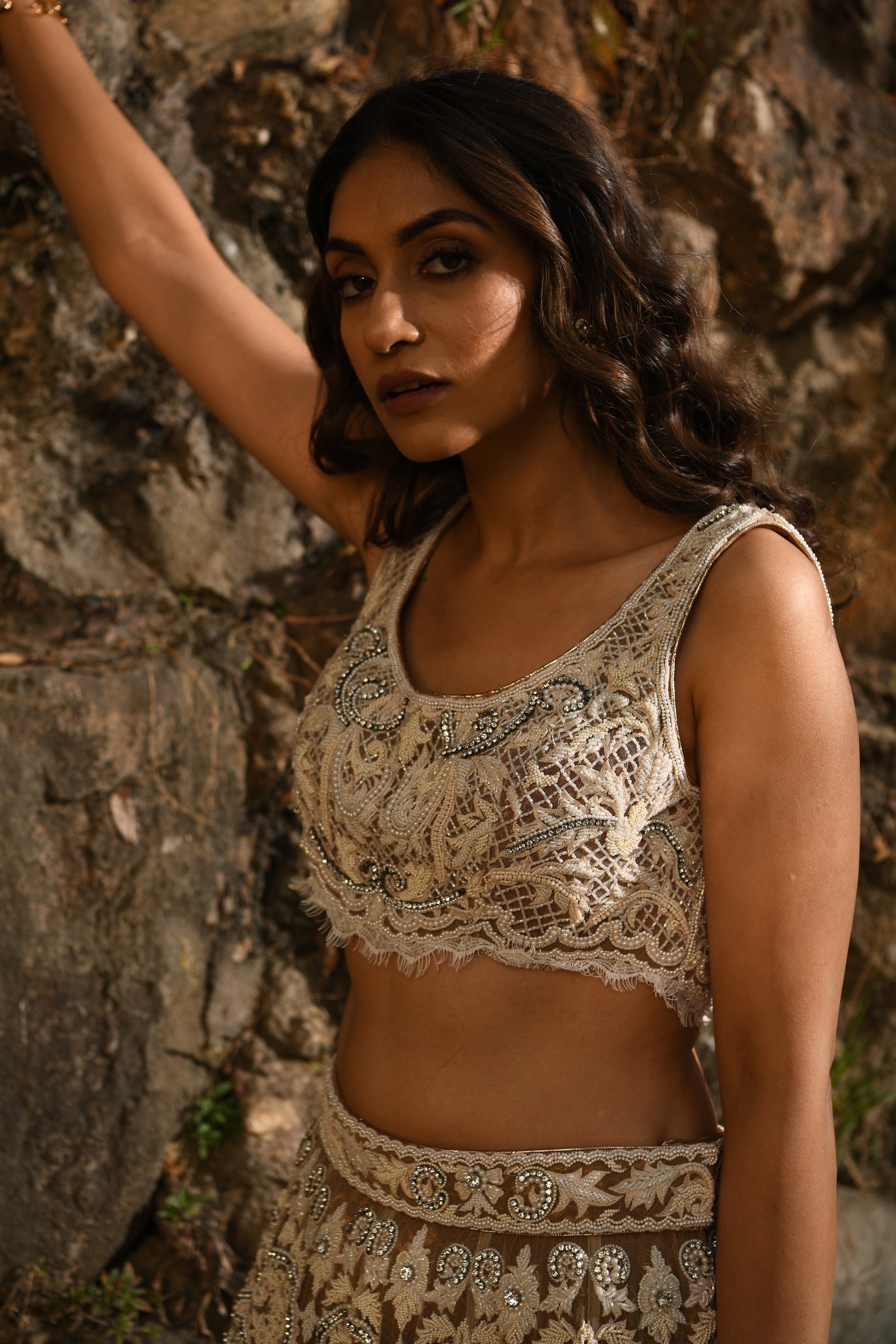 hand embroidered Lehenga with Blouse & Dupatta