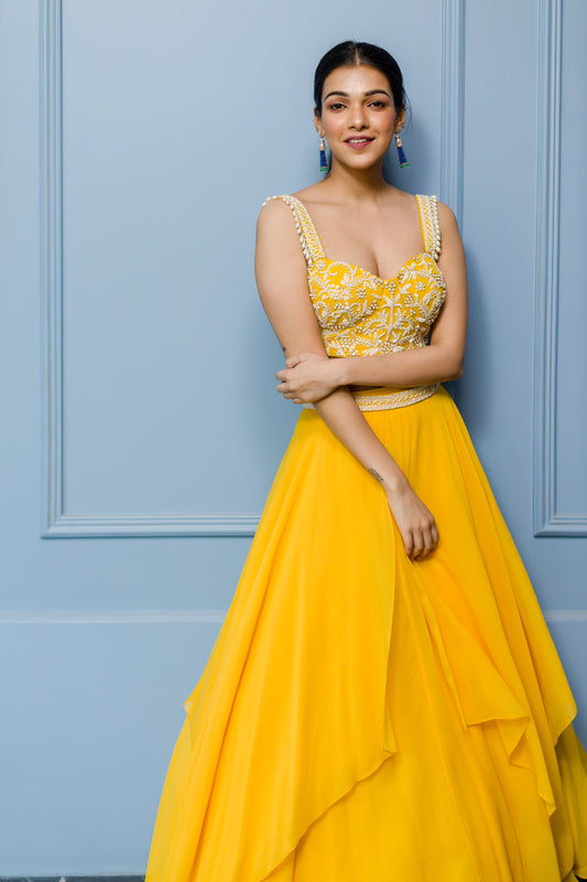 MANGO BUSTIER AND PANELLED SKIRT SET