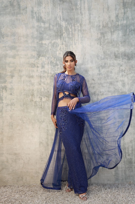 Electric Blue top and skirt set