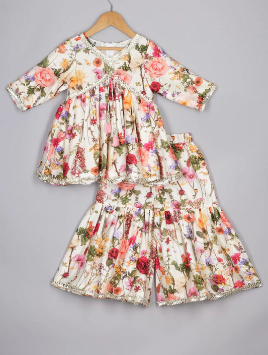 Beautiful Floral Spring Printed Peplum and Sharara