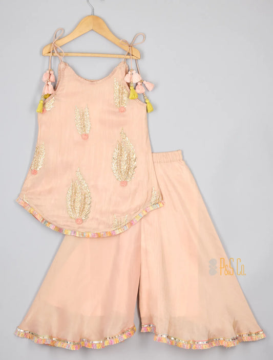Dust Pink Buta Kurta and Flare pant