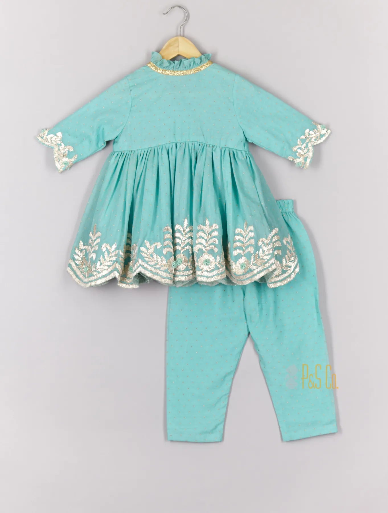 Gota Leaf Embroidered Blue Colour Angrakha With Pant