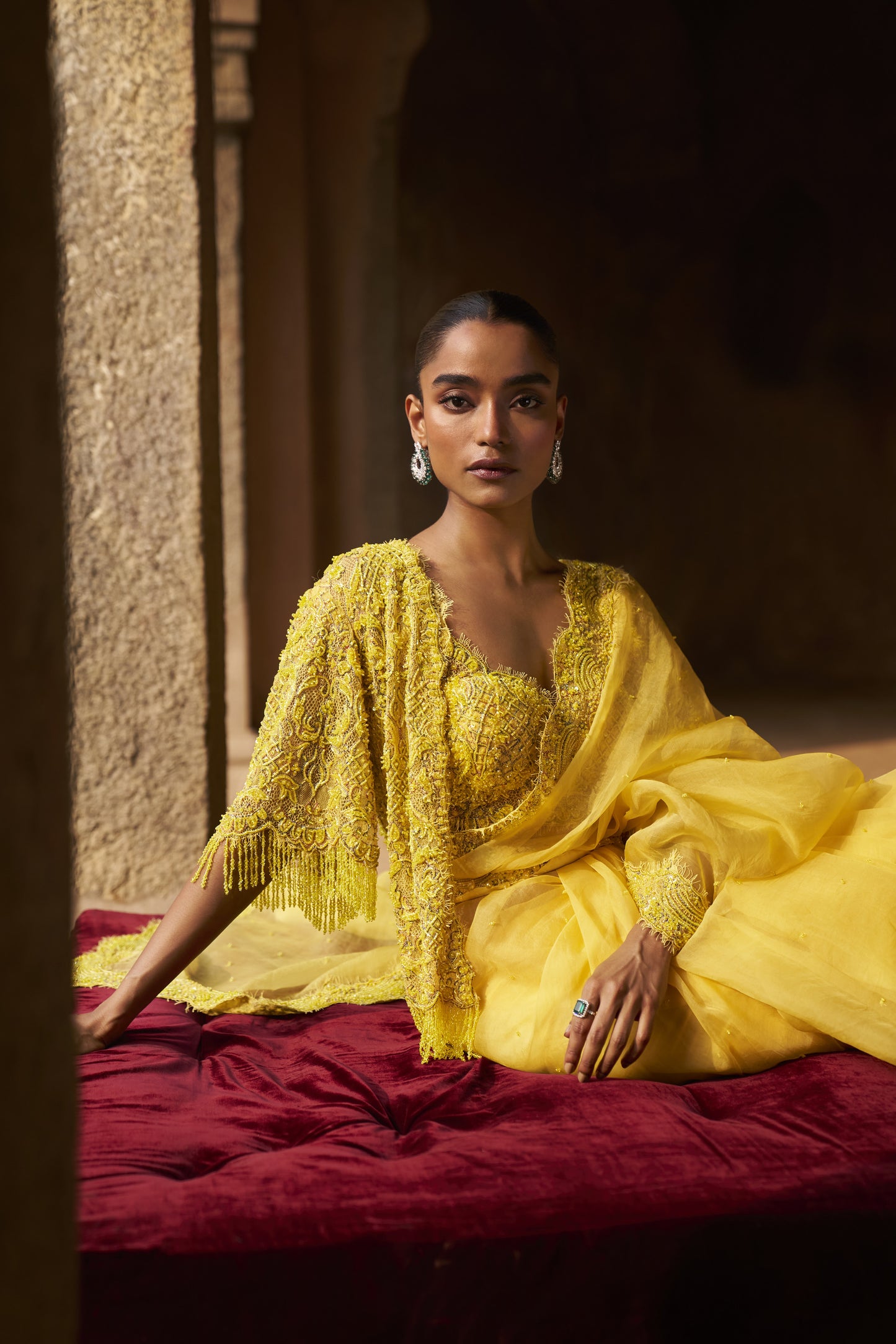 Dream weaver blouse, cape and saree set