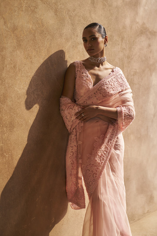 Ethereal empress cape, blouse and saree set