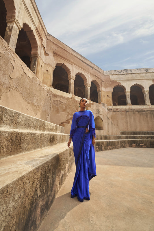 Sapphire serenade saree blouse and cape set
