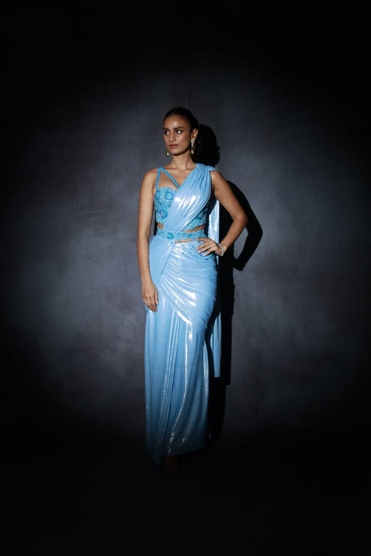 SKY BLUE SAREE SET