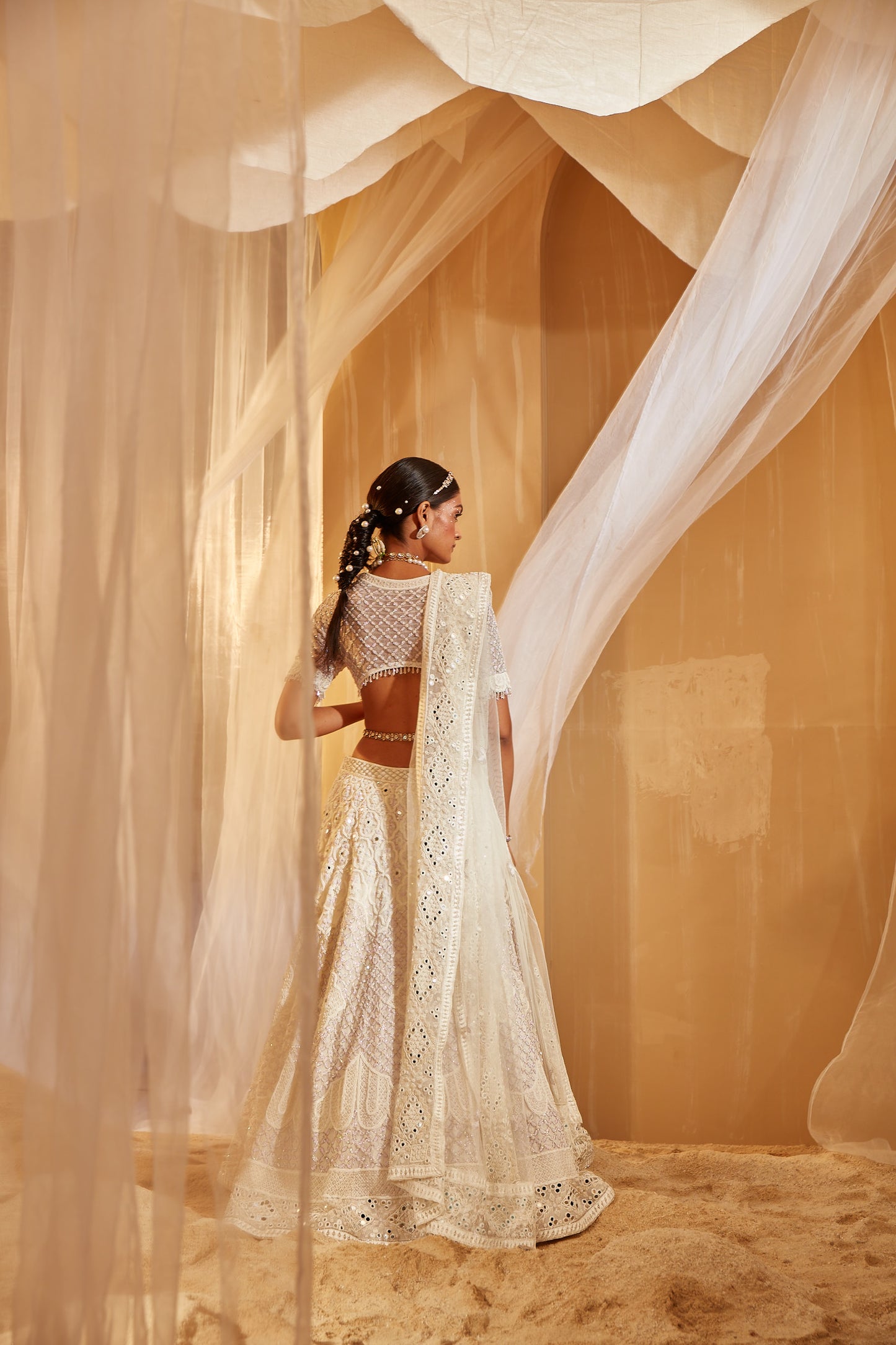 IVORY EMBELLISHED BRIDAL LEHENGA SET