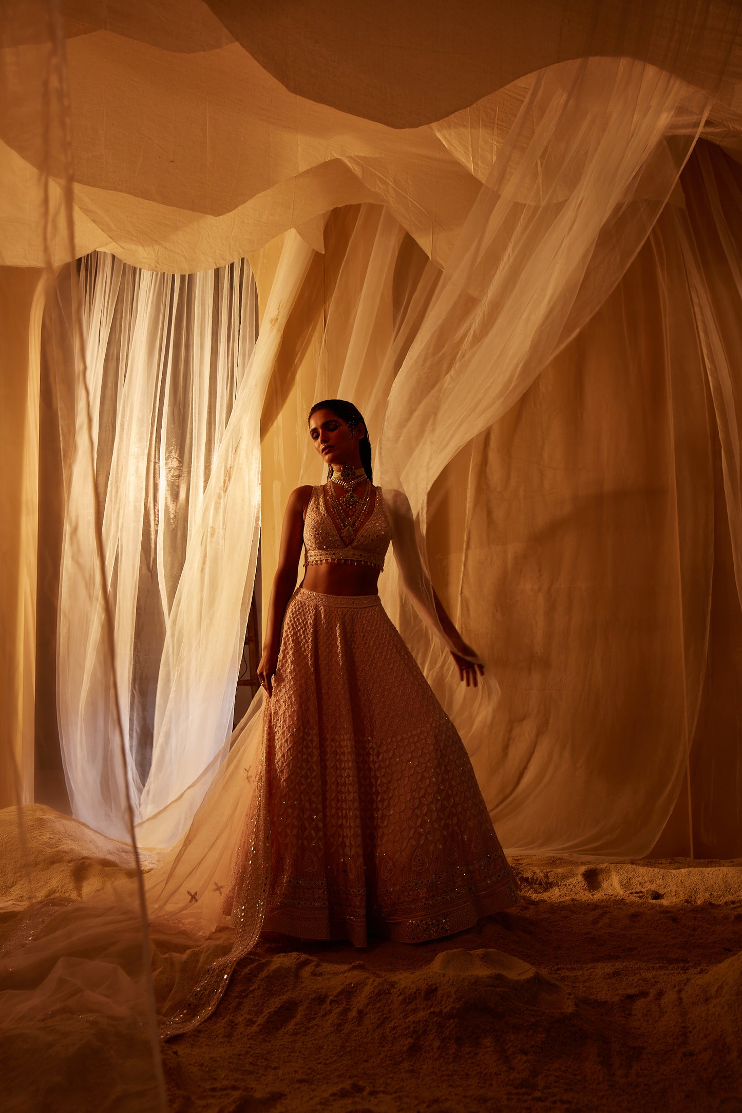 PINK EMBROIDERED LEHENGA SET