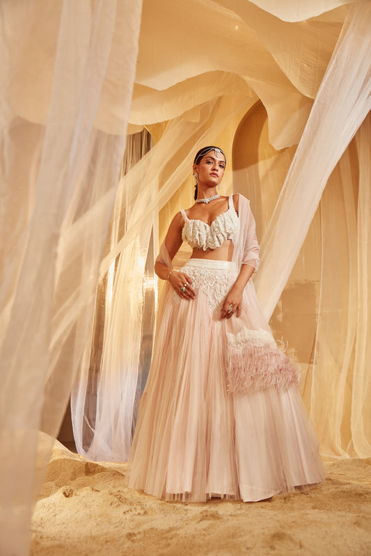 PINK EMBROIDERED LEHENGA SET