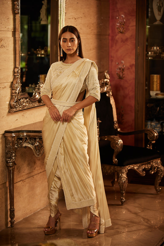 IVORY SAREE SET