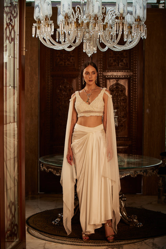 IVORY BLOUSE AND SKIRT SET