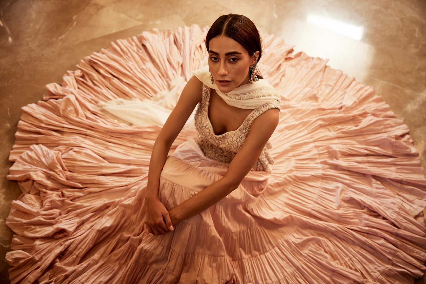 Neem Zari fully embellished Ghera Choli with Fully embellished Sharara& Dupatta