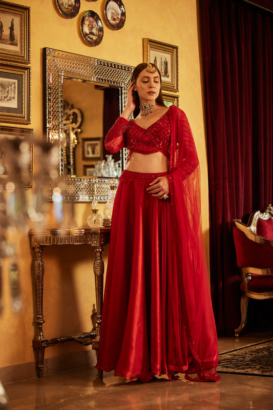RED LEHENGA SET
