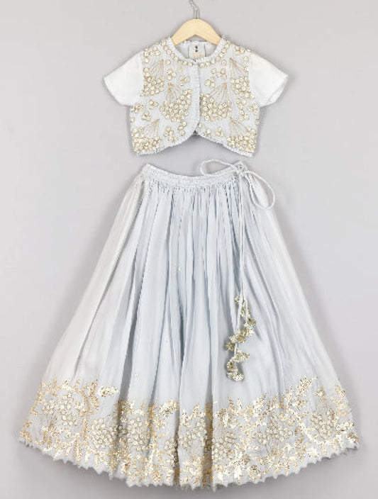 Moti Blue Top and Lehenga