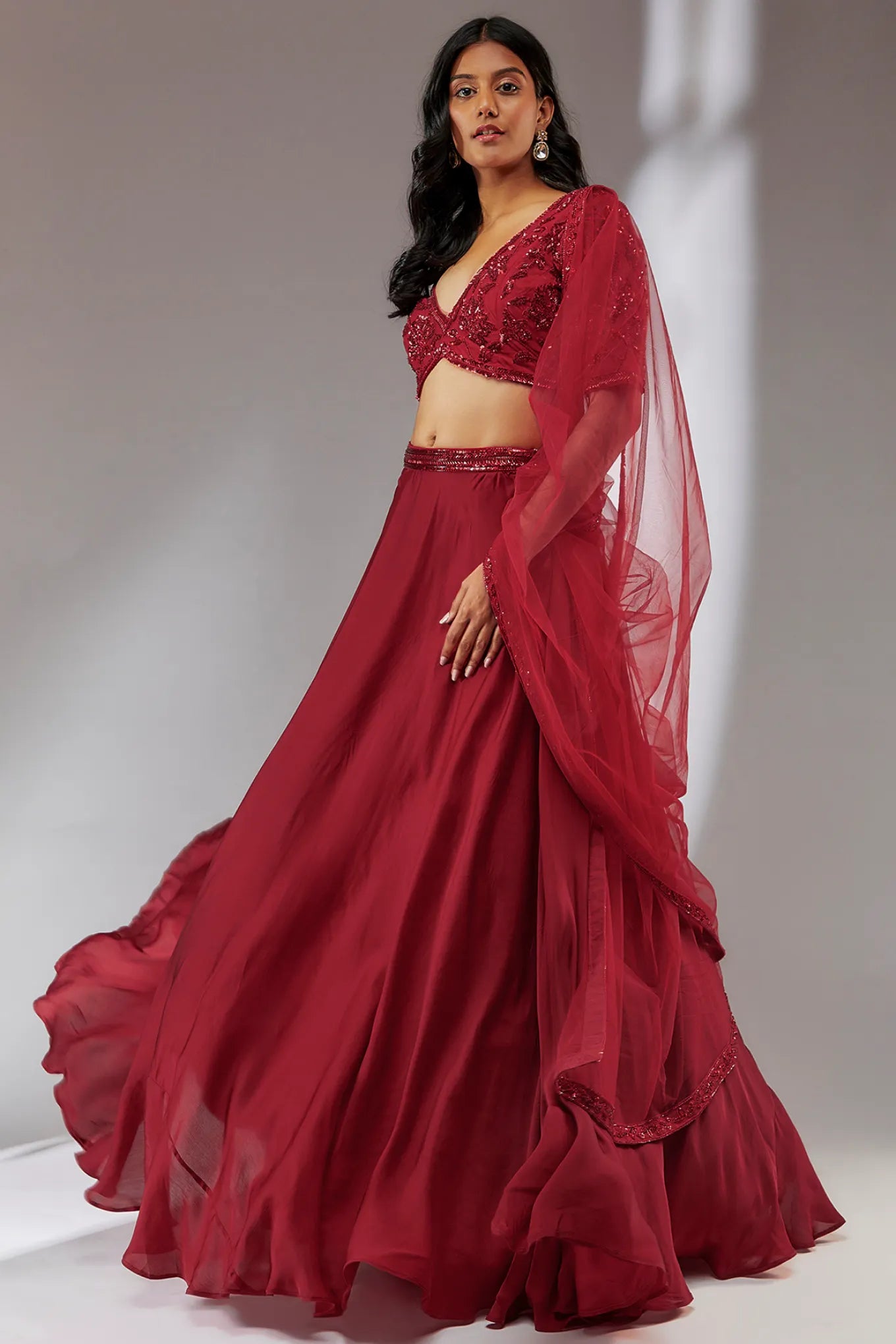 RED LEHANGA SET