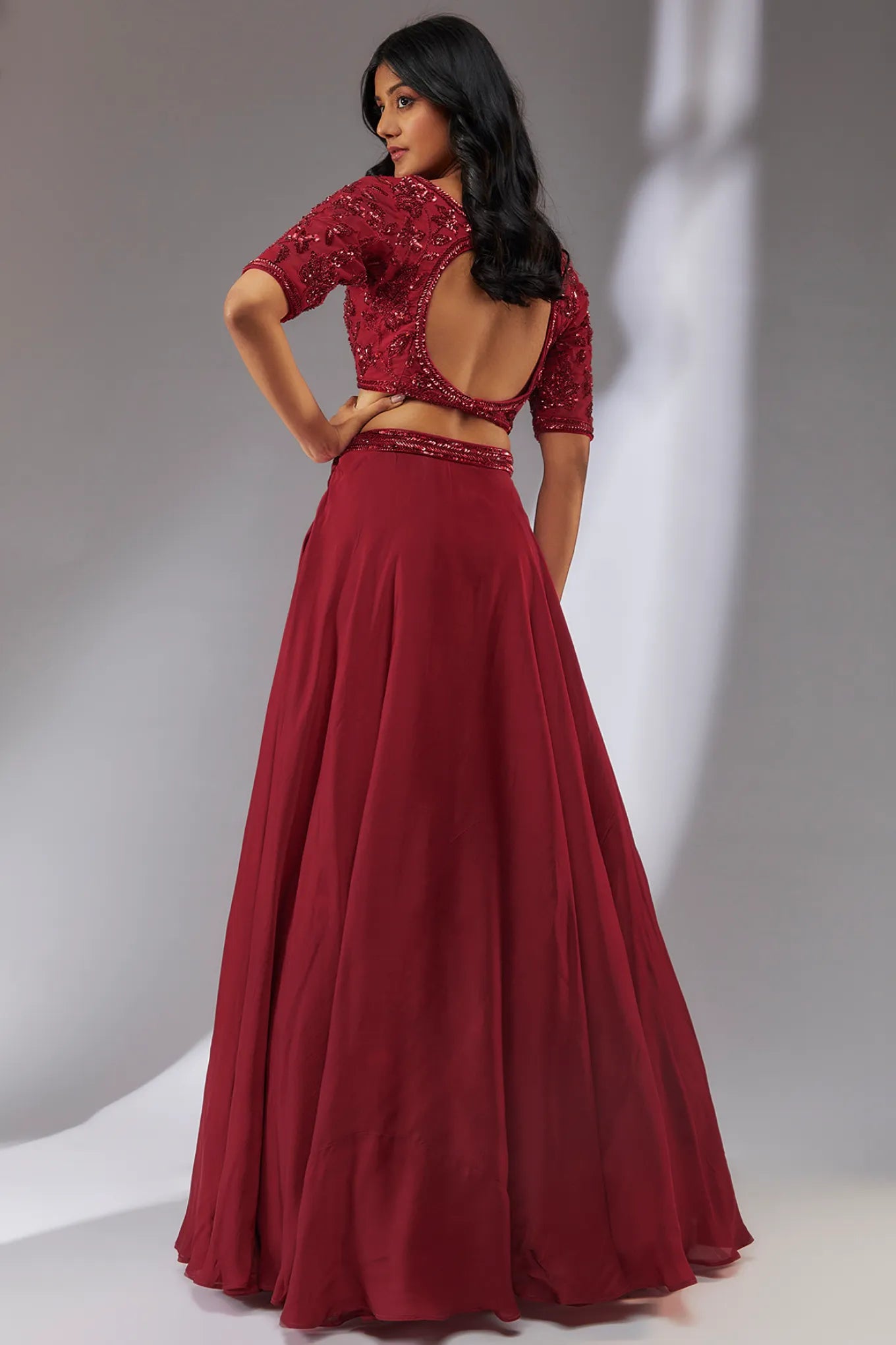 RED LEHANGA SET
