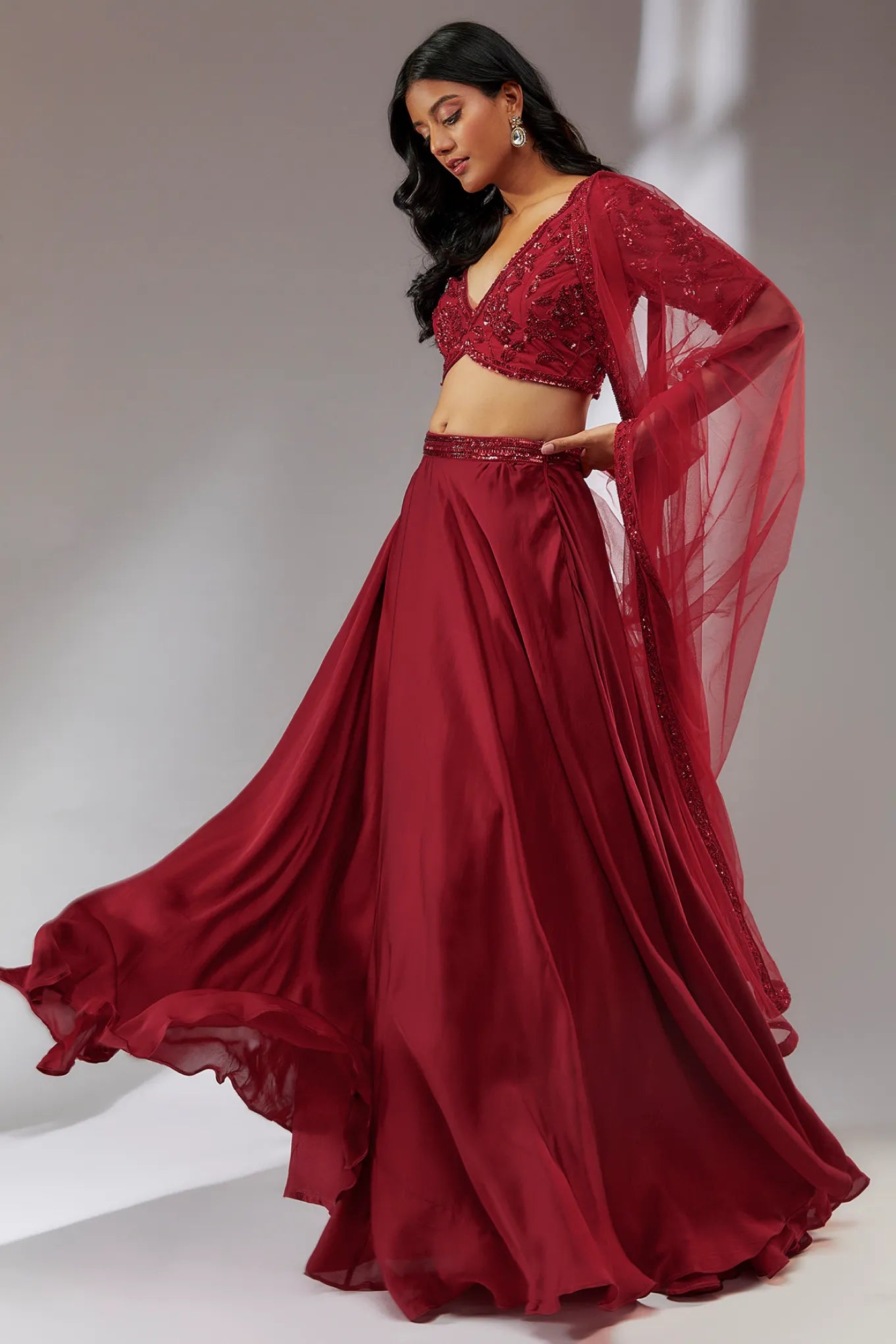 RED LEHANGA SET
