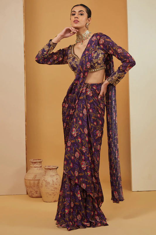 PRE DRAPED SAREE SET