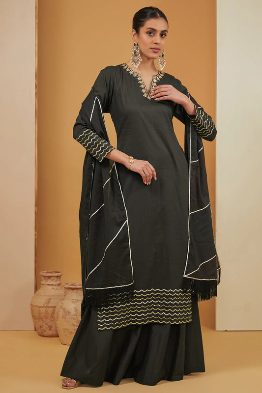 BLACK SHARARA SET