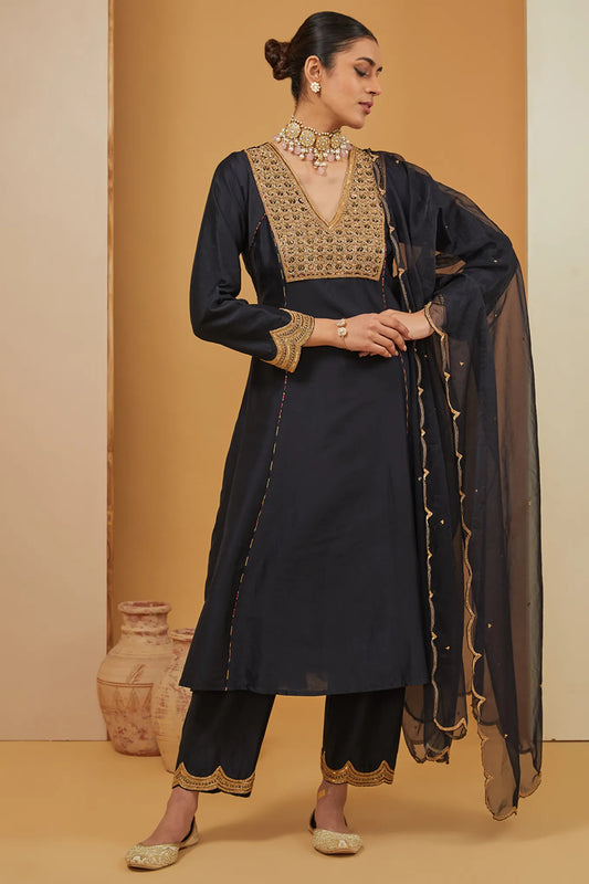 BLACK KURTA SET