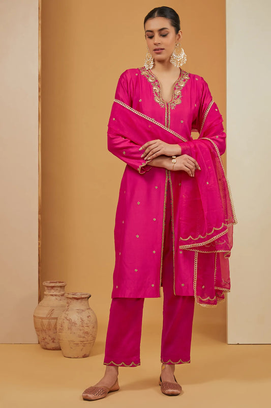 FUSCIA KURTA SET