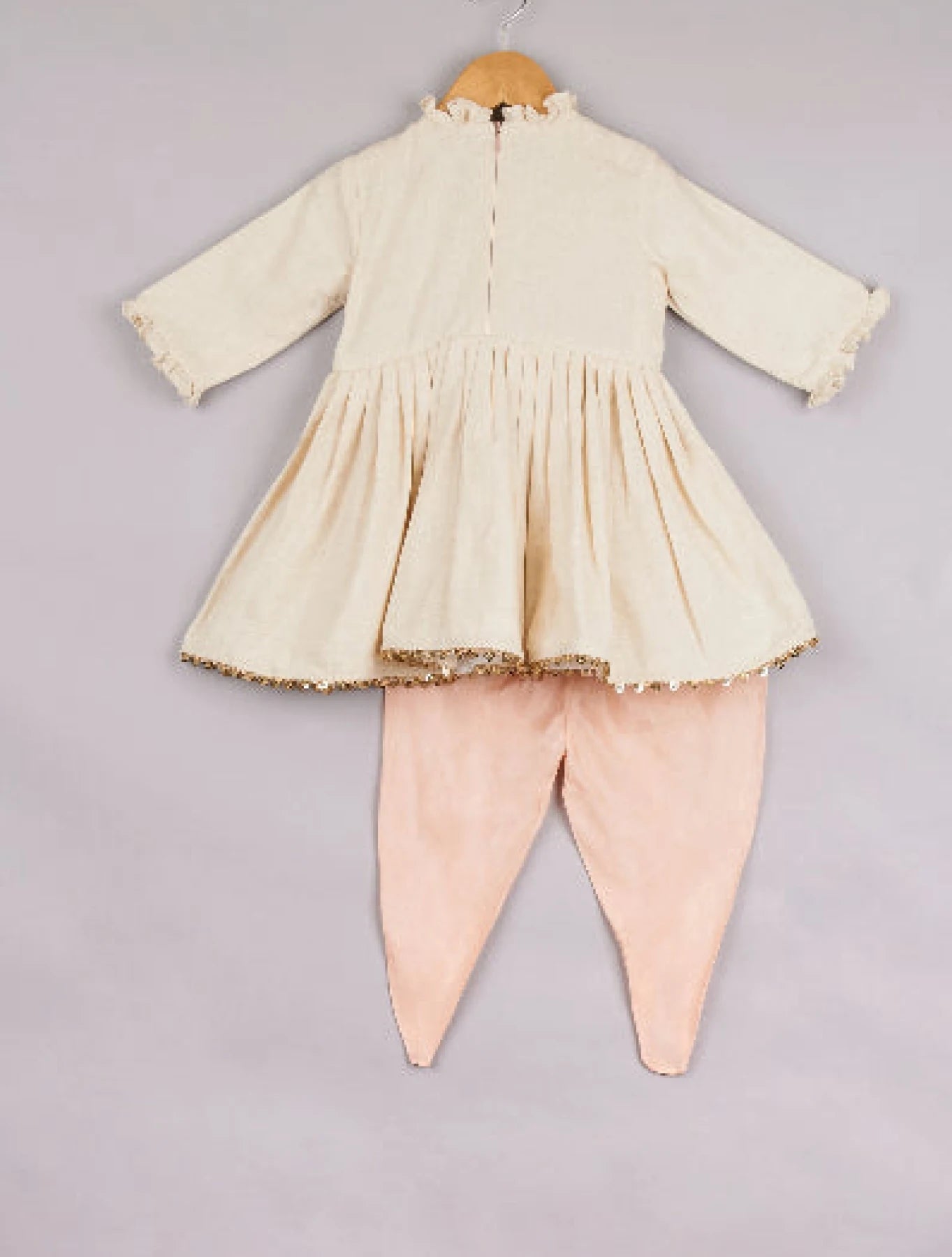 Off-White Cotton Embroidered Dhoti Set