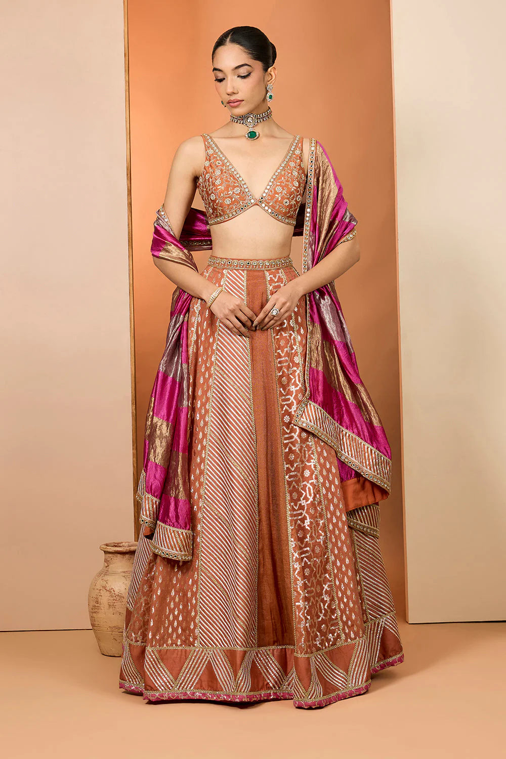 RUST LEHENGA SET