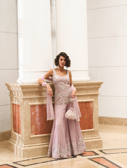 LILAC SHIMMER SHIRT AND SHARARA