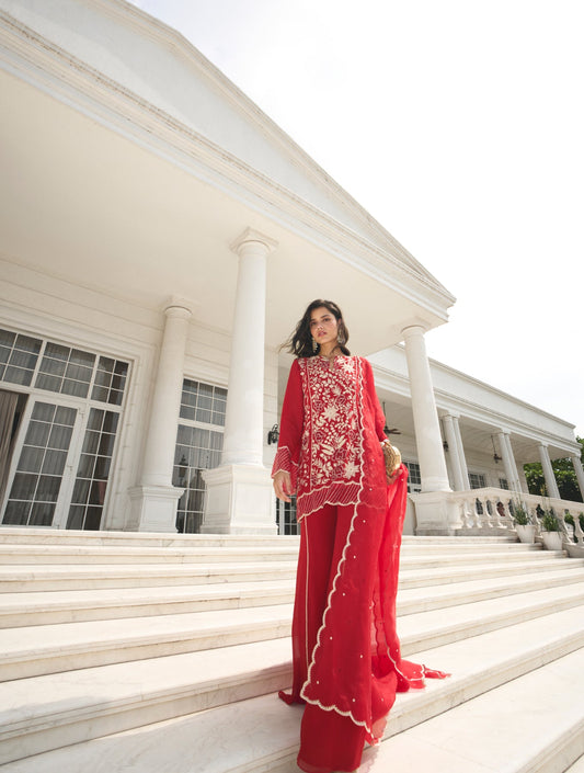 RED KURTA SET