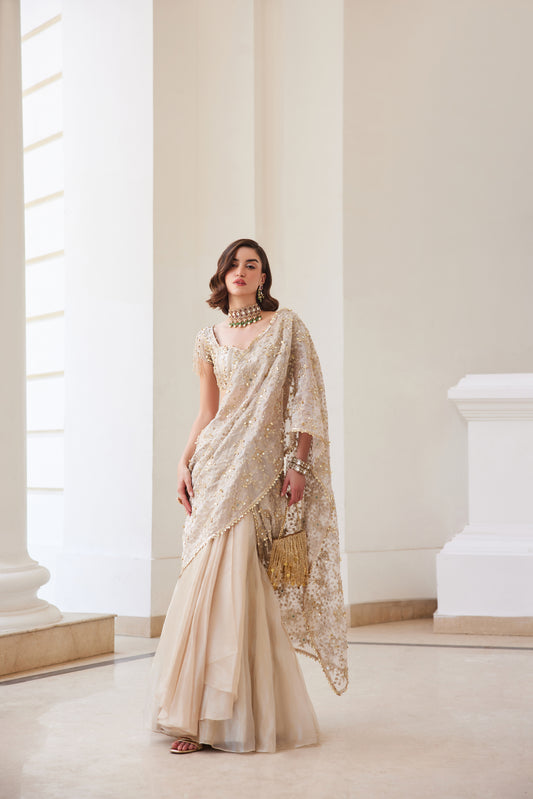 Tissue Pre-Drape Saree