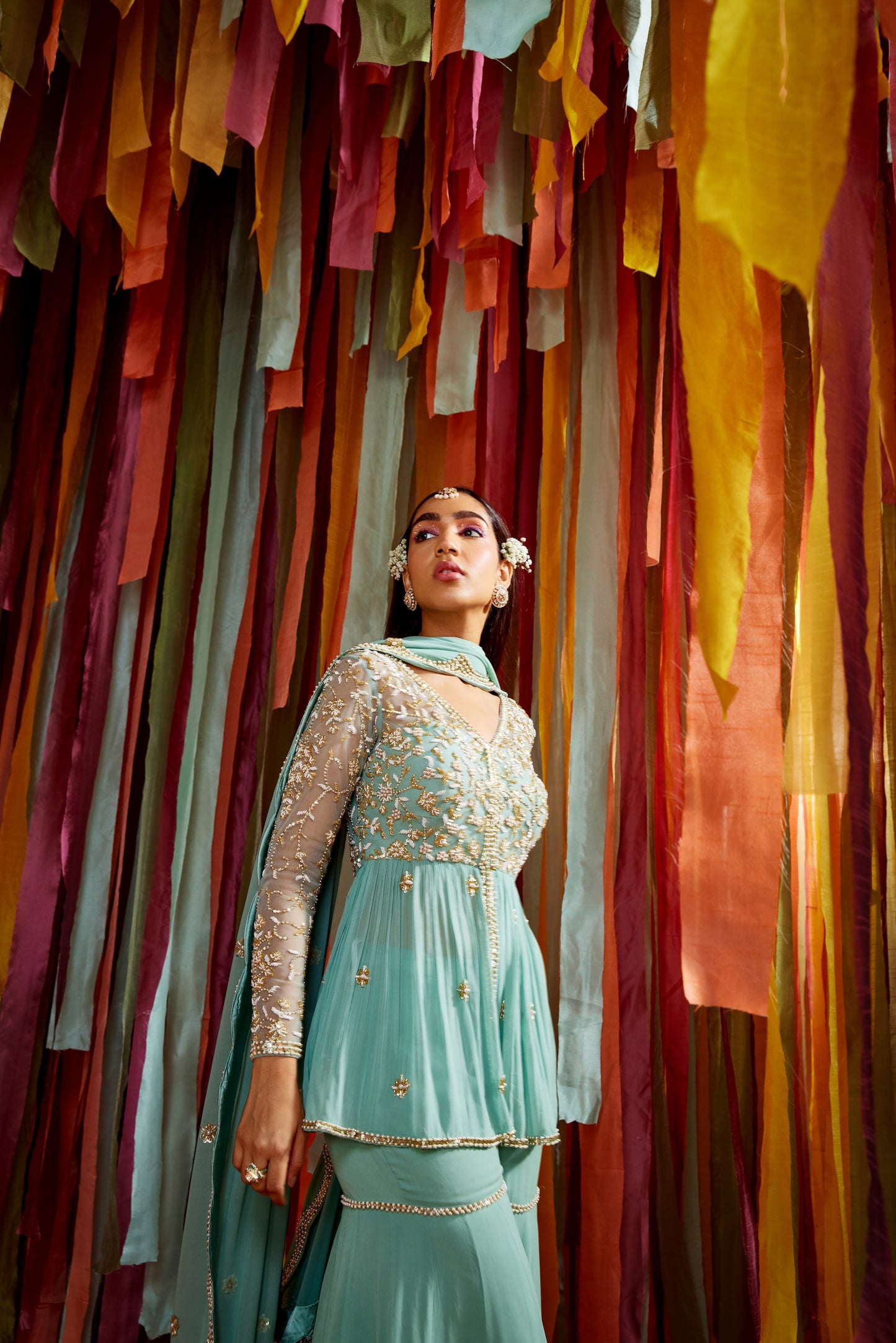 MINT GREEN GATHERS PEPLUM SET