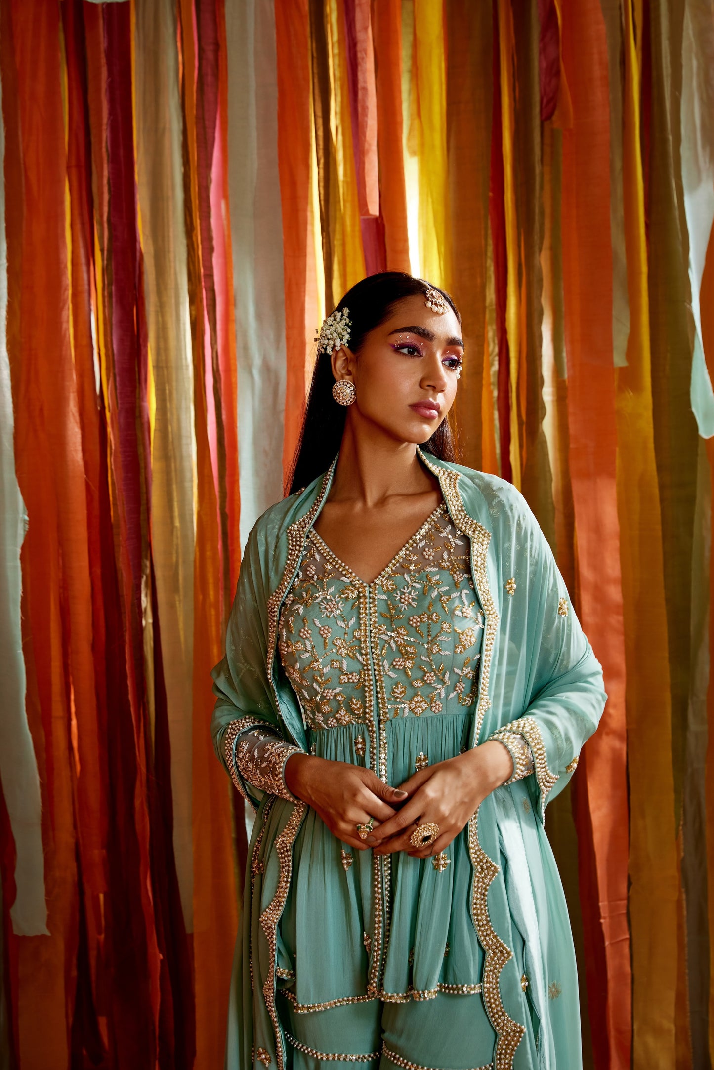 MINT GREEN GATHERS PEPLUM SET
