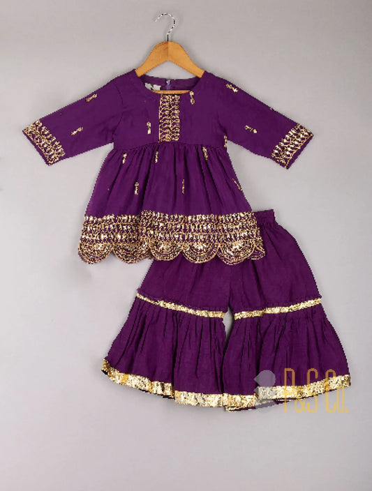 Zari & Gota Embroidered Top And Sharara