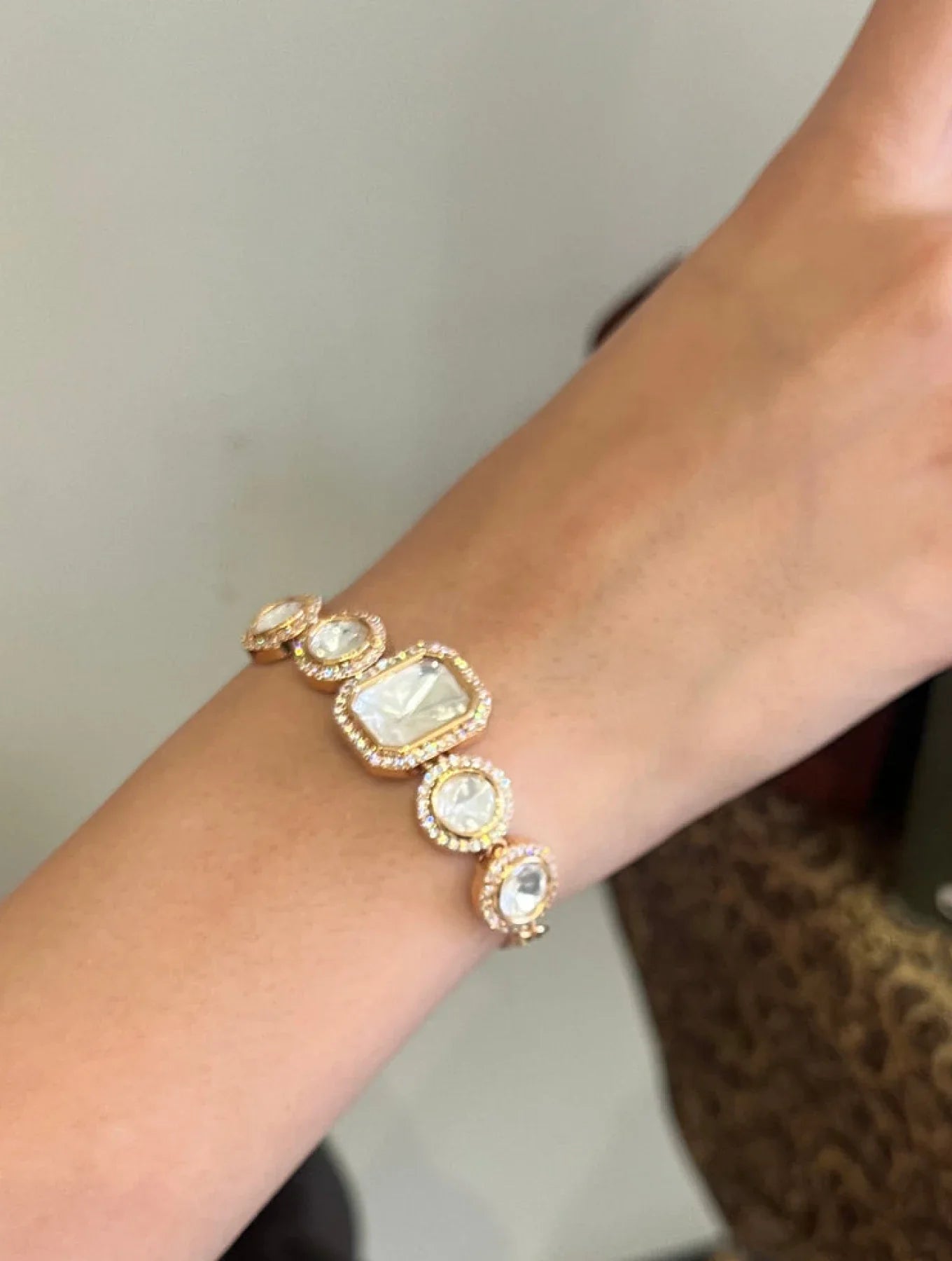 AAYUSHI Radiant Shaped Moissanite Polki Bracelet