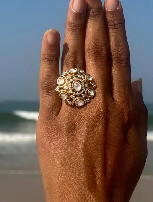 JHANVI MULTI STONE POLKI RING