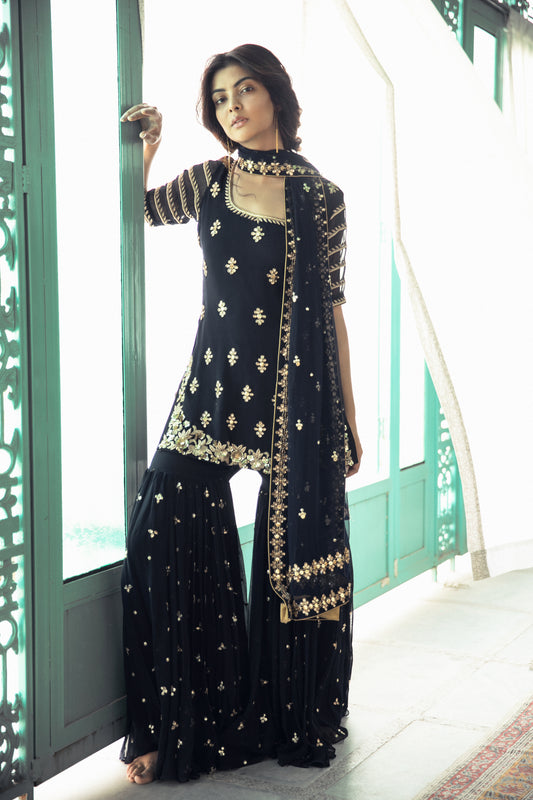 MIDNIGHT BLUE SHARARA SET