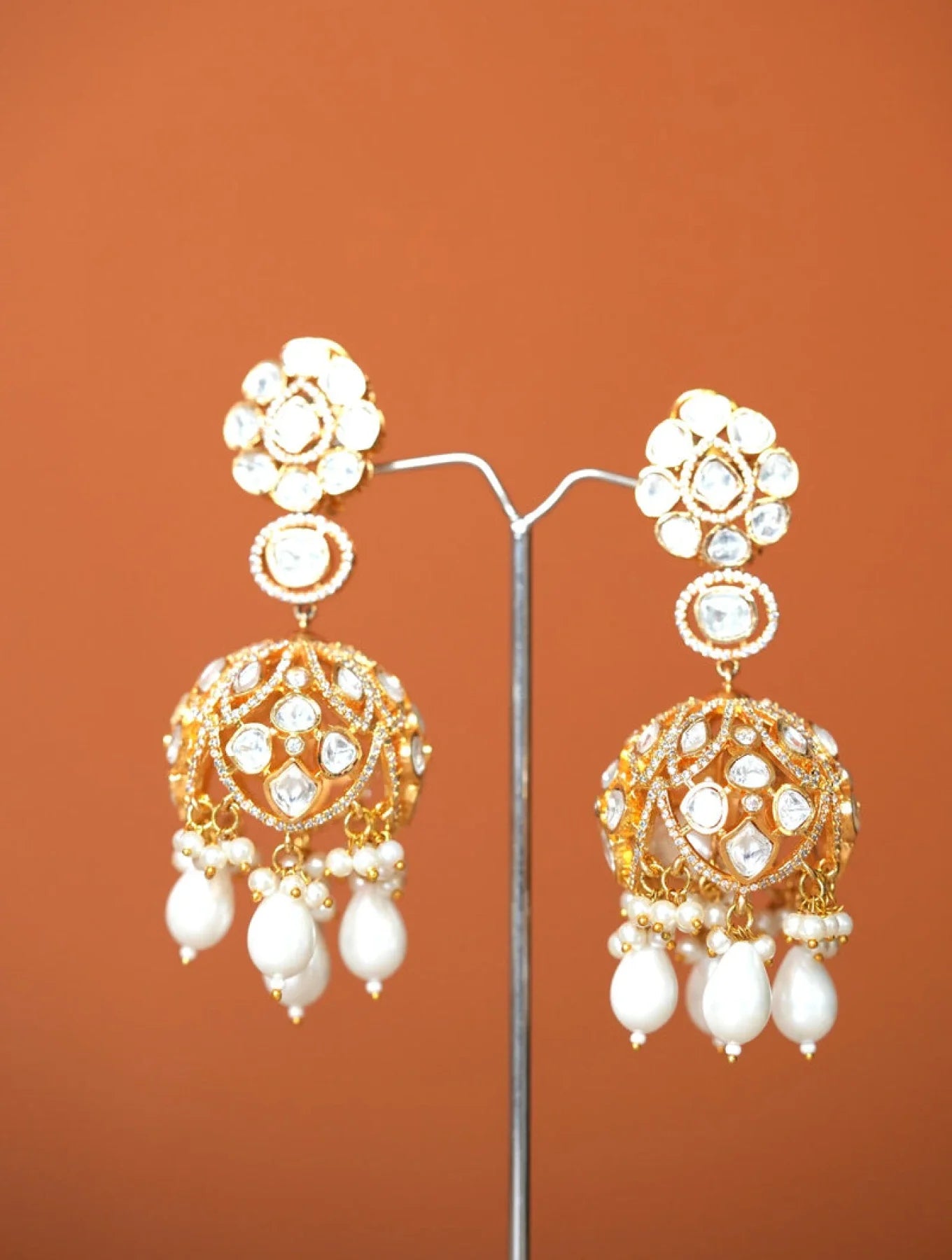 AASTHA HEAVY BELL POLKI EARRINGSSS WITH PEARLS