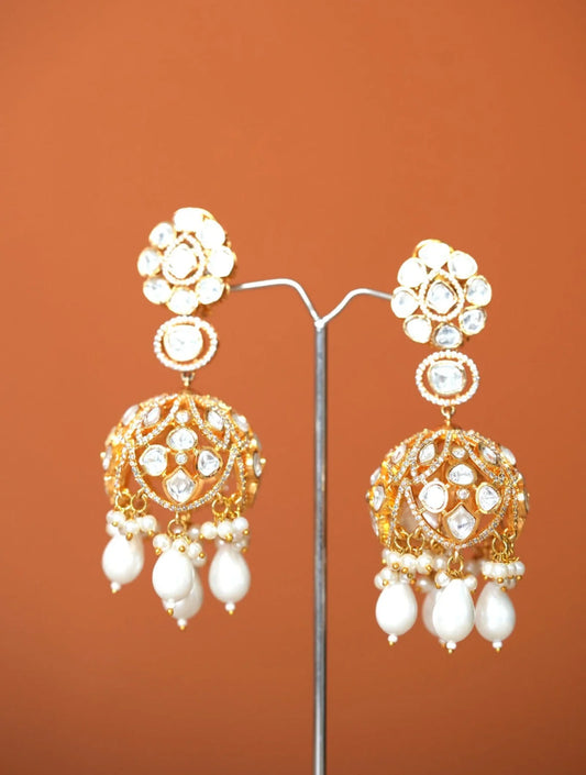 AASTHA HEAVY BELL POLKI EARRINGSSS WITH PEARLS