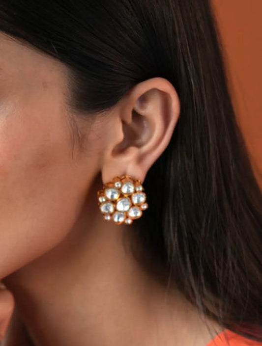 VINEETA SIX PETAL POLKI STUDS