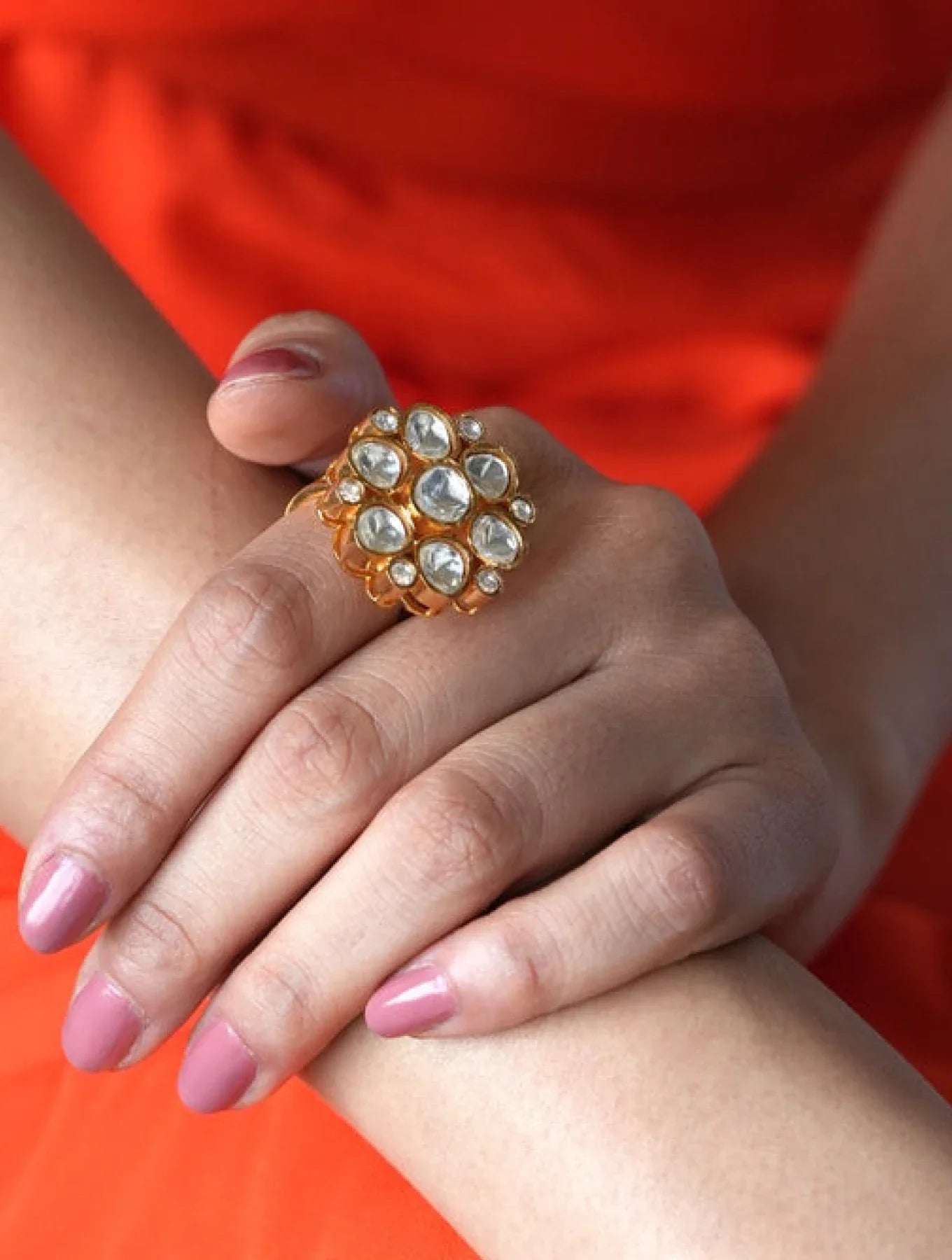 AASHNA BIG ROUND FLOWER POLKI RING