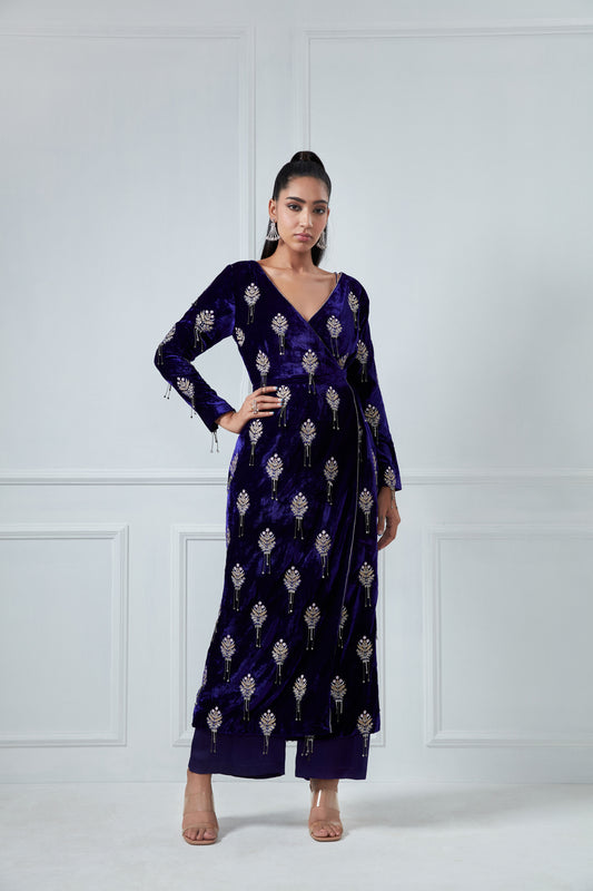 PURPLE EMBROIDERED KURTA SET