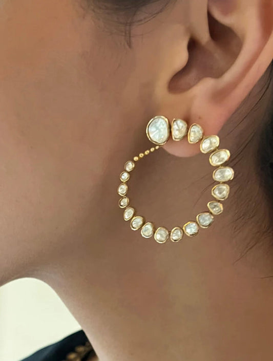 Ojasvi Chakra Polki Silver EARRINGSSs