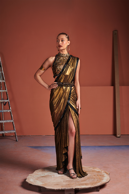 Metallic Gold Saree