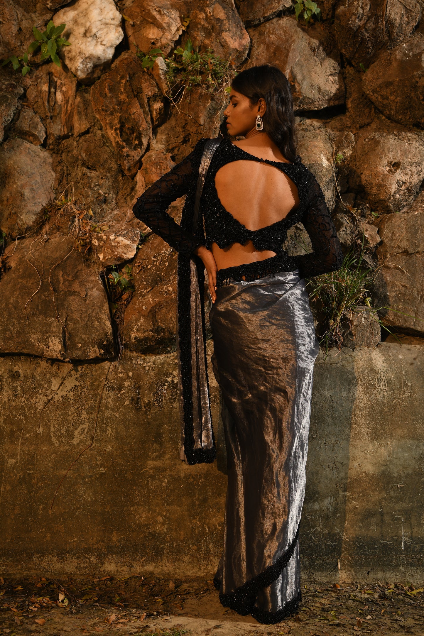 GREY SAREE SET