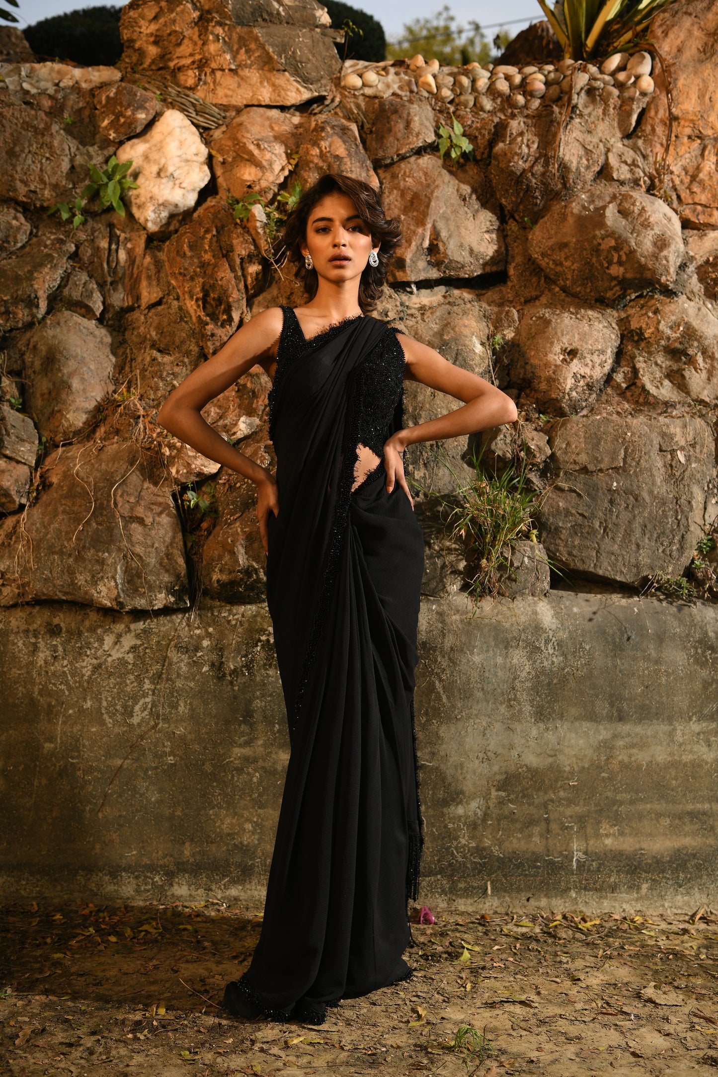 BLACK SAREE SET