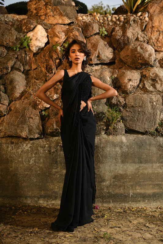 BLACK SAREE SET