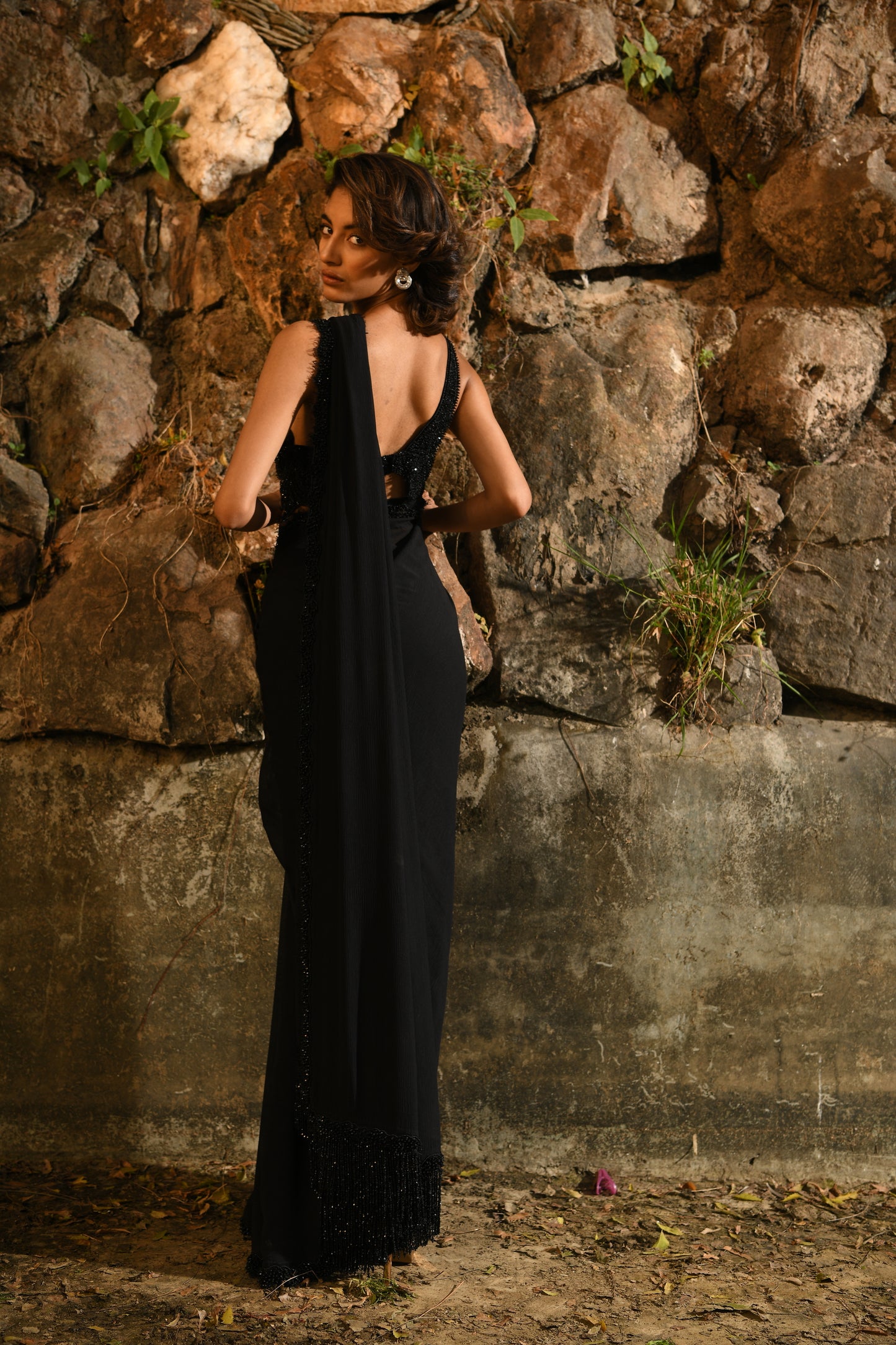 BLACK SAREE SET