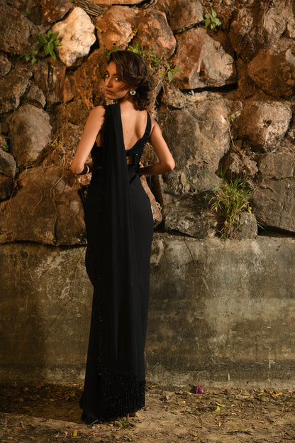 BLACK SAREE SET
